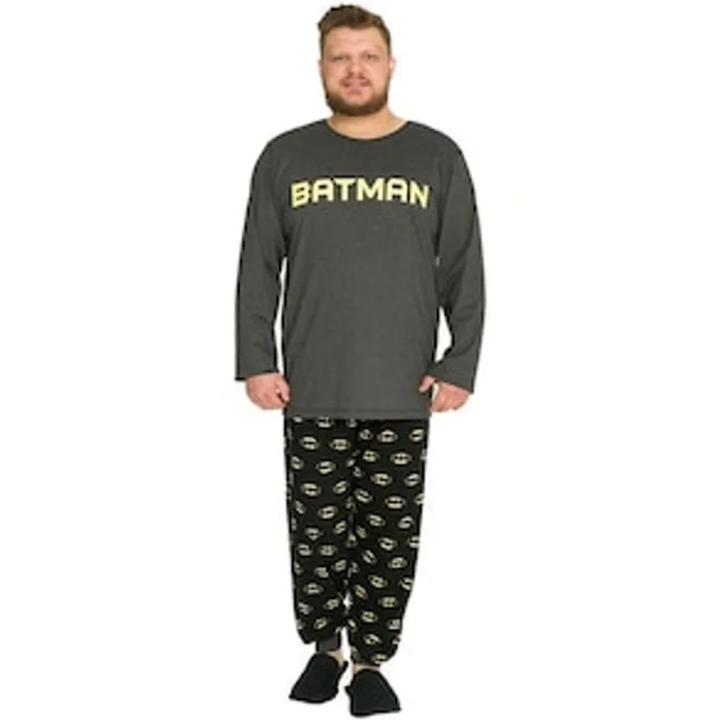 Pijama Masculino Evanilda DC Comics Batman - Cinza e Preto 1