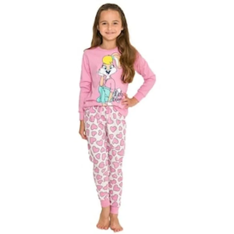 Pijama Infantil Feminino Manga Longa Looney Tunes Evanilda - Rosa