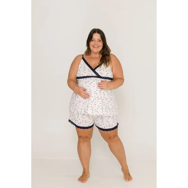 Pijama Daisydays Viscolycra Gestante Plus Size 88.01.0072 Branco G2