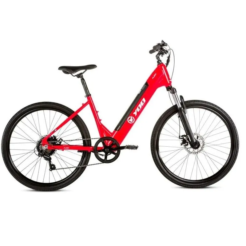 Bicicleta Elétrica Urbana Yoo Fleek Aro 26 Shimano 7V 250W VERMELHO