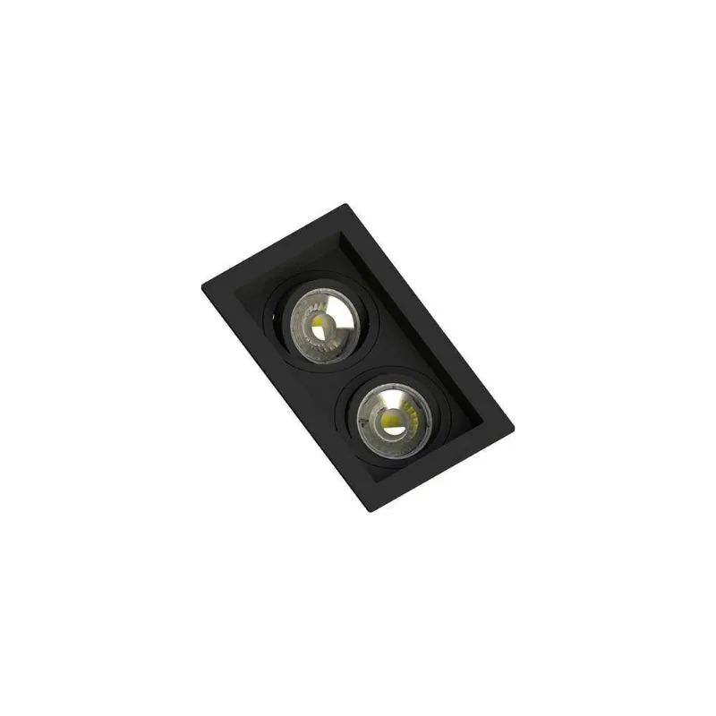 Spot Embutir Recuado Save Energy 2 Lâmpadas Mr16 Gu10 Bivolt Preto