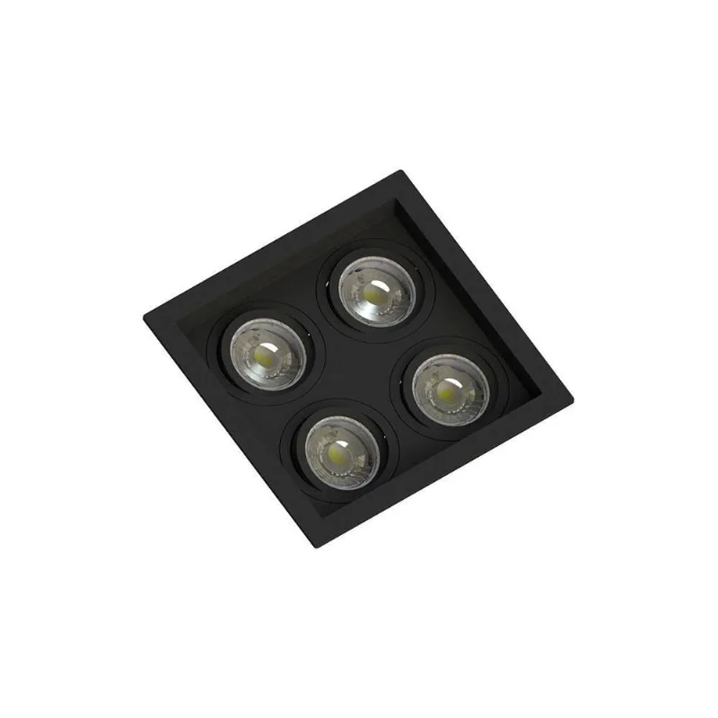 Spot Embutir Recuado Save Energy 4 Lâmpadas Mr16 Gu10 Bivolt Preto