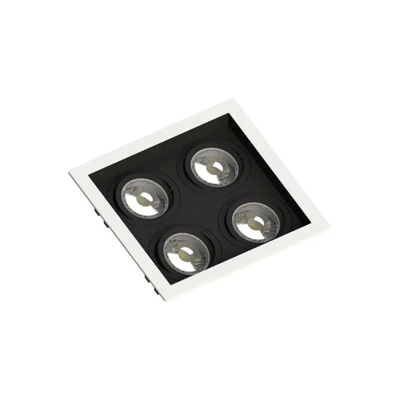 Spot Embutir Recuado Save Energy 4 Lâmpadas Mr16 Gu10 Bivolt Branco-preto