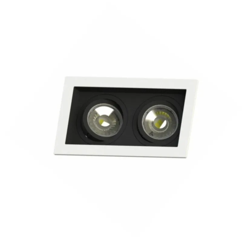 Luminária de Embutir Retangular Recuada Para 2 Lâmpadas AR70 Branco/Preto SE3302917 Save Energy