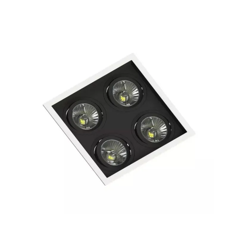 Luminária de Embutir Quadrada Recuada para 4 Lâmpadas AR70 SE-330.2919 Branca/Preto Save Energy