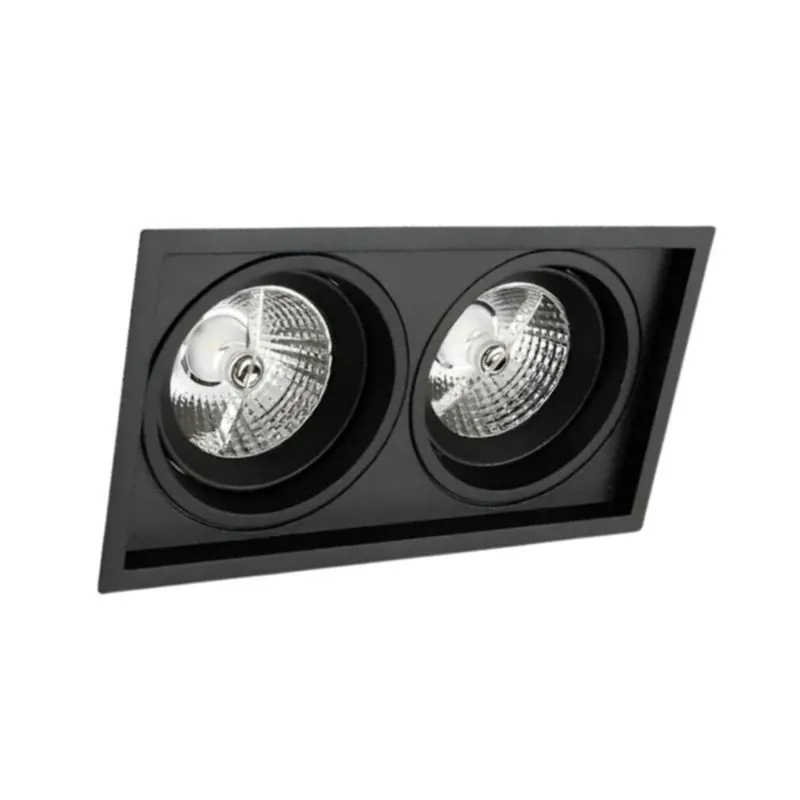 Luminária de Embutir Retangular Recuada Para 2 Lâmpadas AR111 Preto SE3302932 Save Energy