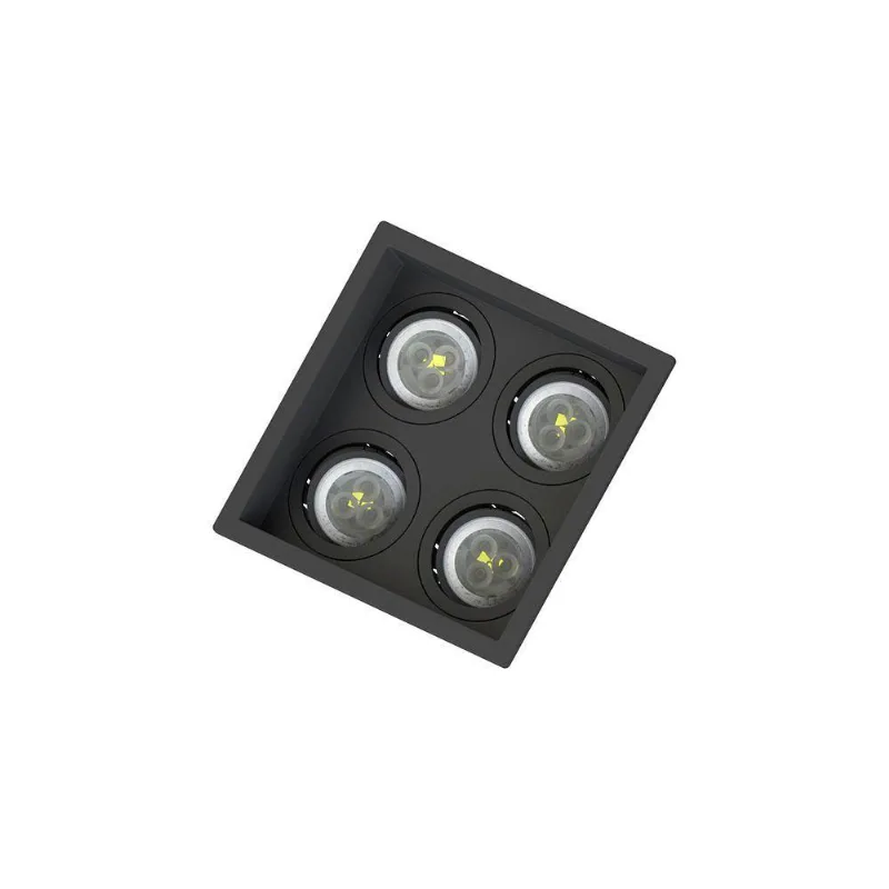 Spot Embutir Recuado Save Energy 4 Lâmpadas Bivolt Preto