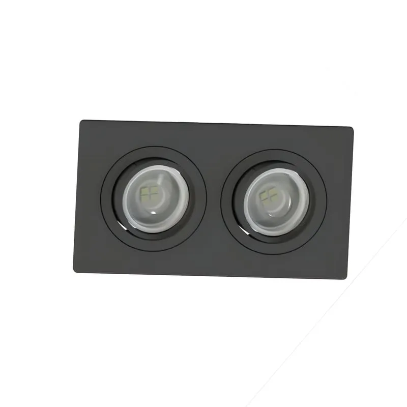 Luminária de Embutir Retangular Para 2 Lâmpadas Mini Dicróica Face Plana Preto SE3303170 Save Energy