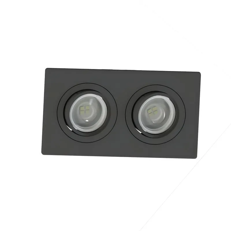 Luminária de Embutir Retangular Para 2 Lâmpadas AR70 Face Plana Preto SE3303176 Save Energy
