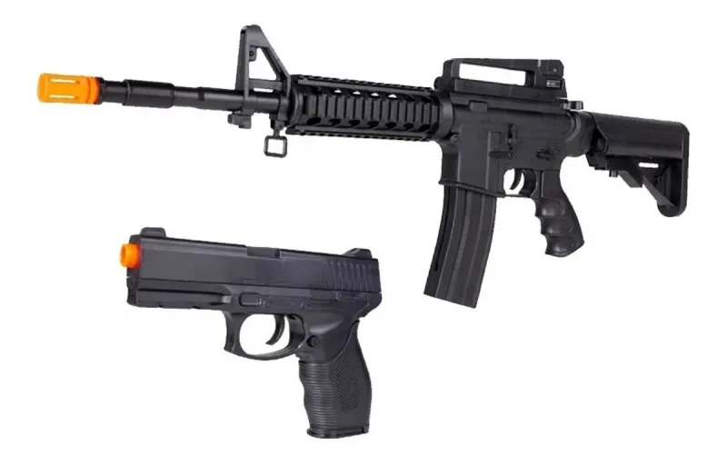 Kit Vigor Rifle Spring Airsoft M4 Ris + Pistola 24/7 - Rossi