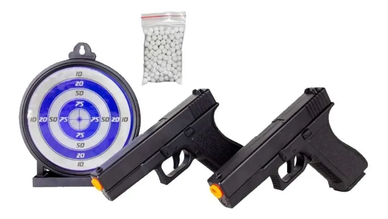 Kit 2 Pistolas Spring Gk V307 Polímero + Alvo Em Gel - Rossi