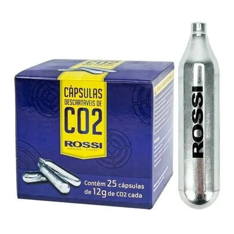 Cápsula Cilindro Descartável De Pressão Co2 12g Rossi 25un