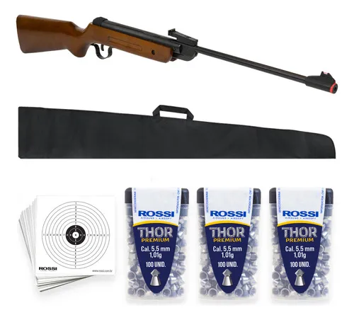Carabina Rossi Sport Wood 5,5mm + 300 Chumbinhos Thor 5,5mm