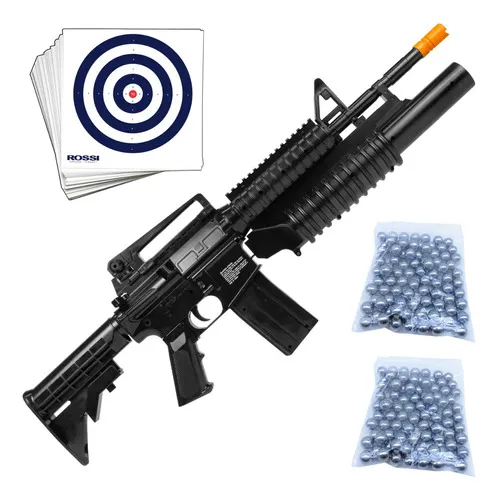 Rifle Airgun M4a1 Spring 6mm Kwc Pump + Esferas Aluminio