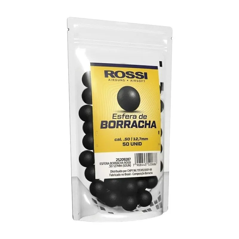 Esfera De Borracha Rossi 12,7mm/.50 Preta - Embalagem Com 50 Unidades