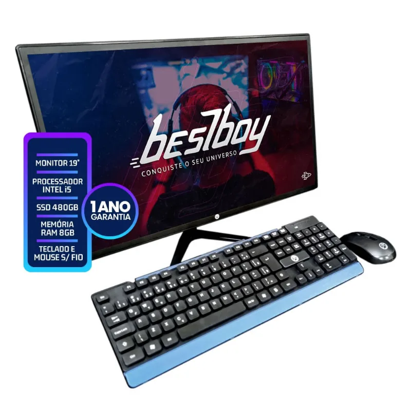 Computador All In One Bpc 19 Intel Core I5-3470s 8gb Ssd 480 Gb Windows 10 Mouse e Teclado s/ Fio