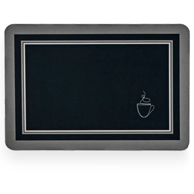 Tapete Antiderrapante Decore Slim Cafezinho 50x70cm - Kacyumara Preto/cinza