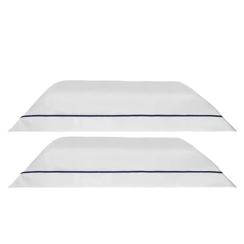 Kit Com 2 Fronhas 300 Fios Lazio - Kacyumara Branco/Marinho