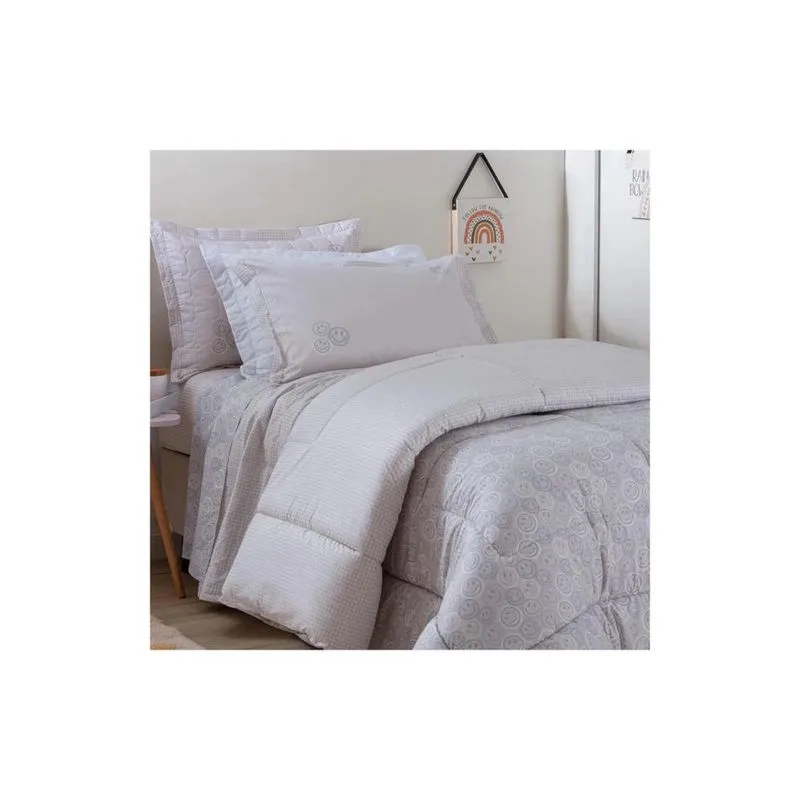 Jogo de Cama Solteiro Kacyumara Vida Bela Happy 200 Fios