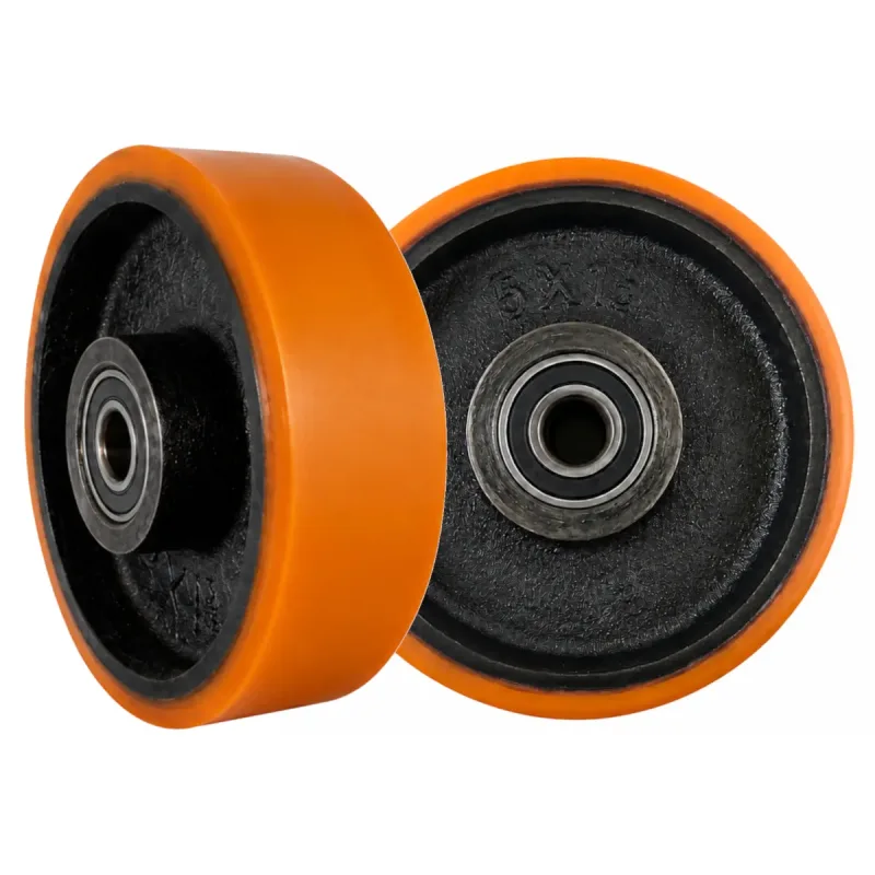 Kit 2 Rodas 514 PU (12,5cm) Nucleo de Ferro Revestimento em Poliuretano Rolamento de Esfera - RU514E15_AJ