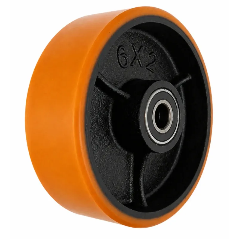 Roda 6X2 Pu (15cm) Ferro Revestida em Poliuretano Rolamento de Esfera P/ Rodizios, Carrinho De Carga - RU6X2E17_AJ