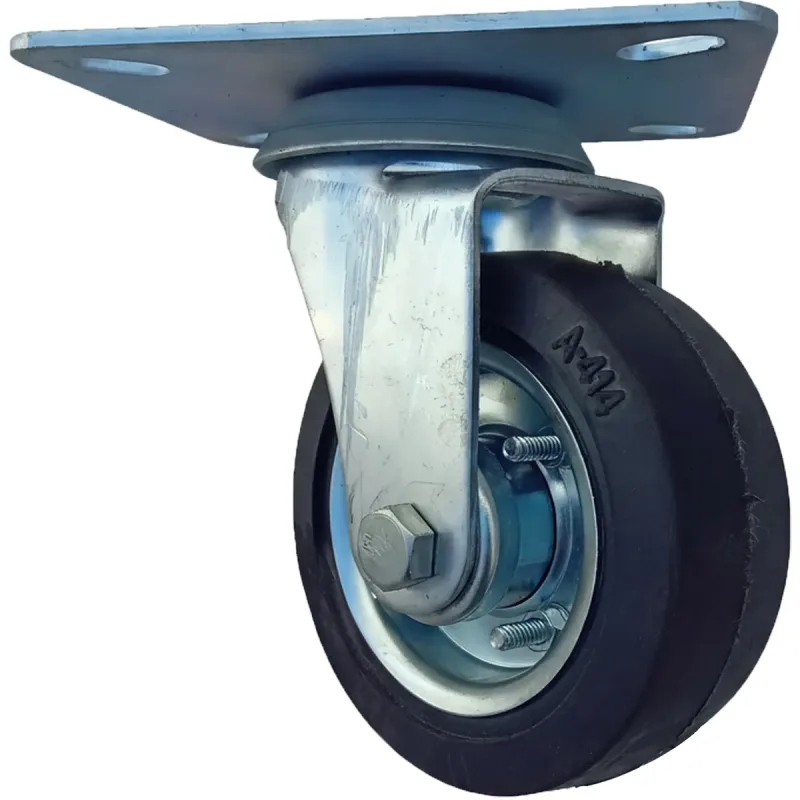 Rodizio Giratório de Placa 414 Roda (10cm) de Chapa Pneu Maciço Rolamento Rolete - RGP414CZR58