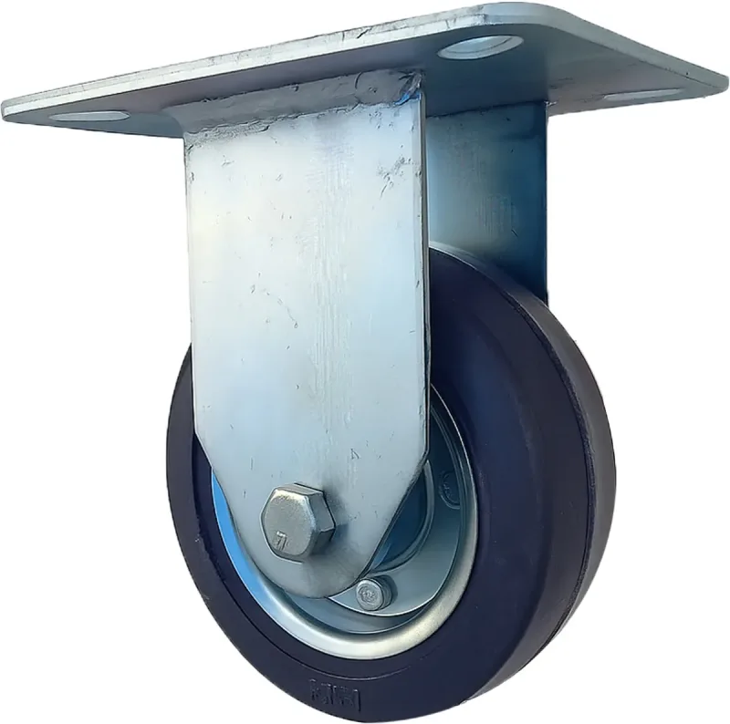 Rodizio Fixo de Placa 414 Roda (10cm) de Chapa Pneu Maciço Rolamento de Rolete - RFP414CZR58