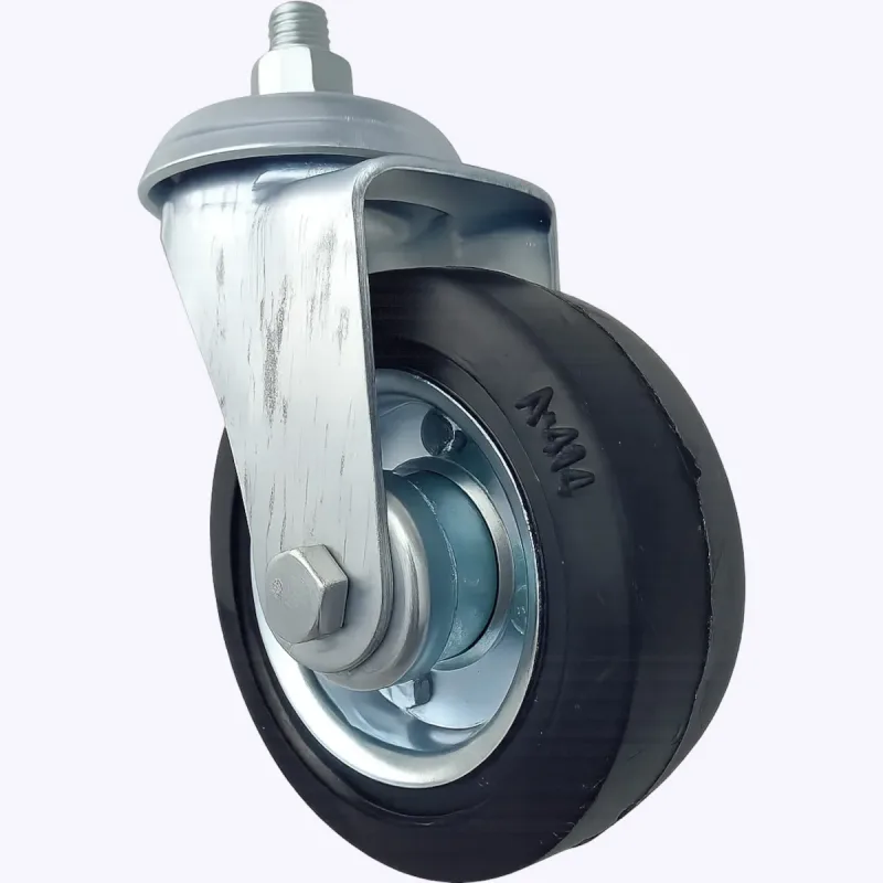Rodizio Giratório de Rosca 414 Roda (10cm) de Chapa Pneu Maciço Rolamento Rolete - RGR414CZR58