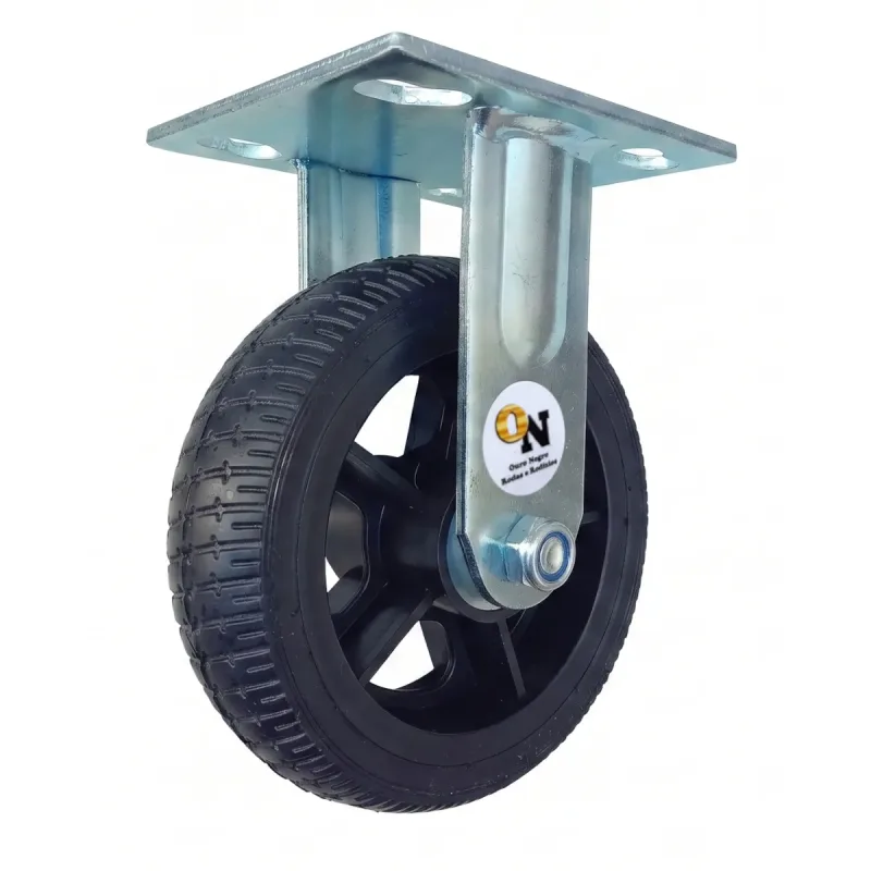 Rodizio Fixo de Placa 6X2 Roda PP Maciça Rolamento de Esfera 5/8 - RFP6X2PPR_E58_AJ
