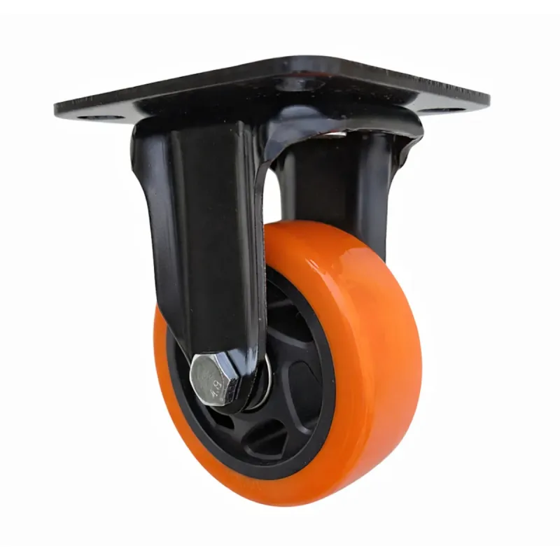 Rodizio Fixo de Placa 414 Roda PU PP Rolamento de Esfera - RFP414PUPP_E12_AJ