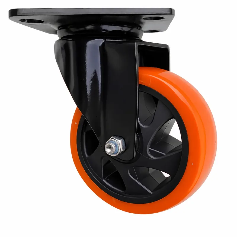 Rodizio Giratório de Placa 514 Roda PU (12,5cm) Núcleo PP Rolamento de Esfera - RGP514PUPP_E12_AJ