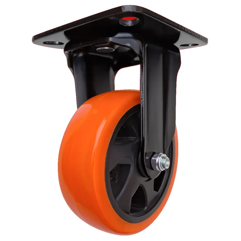 Rodizio Fixo de Placa 514 Roda PU (12,5cm) Núcleo PP Rolamento de Esfera - RFP514PUPP_E12_AJ
