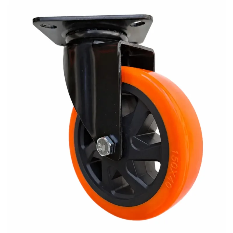 Rodizio Giratório de Placa 614 Roda PU (15cm) Núcleo PP Rolamento de Esfera - RGP614PUPP_E12_AJ