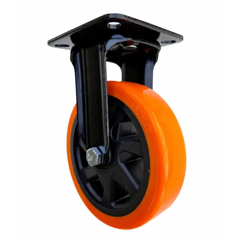 Rodizio Fixo de Placa 614 Roda PU (15cm) Núcleo PP Rolamento de Esfera - RFP614PUPP_E12_AJ