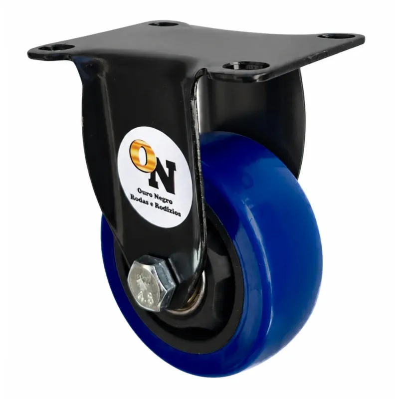 Rodizio Fixo de Placa 312 Roda PP (7,5cm) Rolamento de Esfera - RFP312PP_E608_AJ_AZ