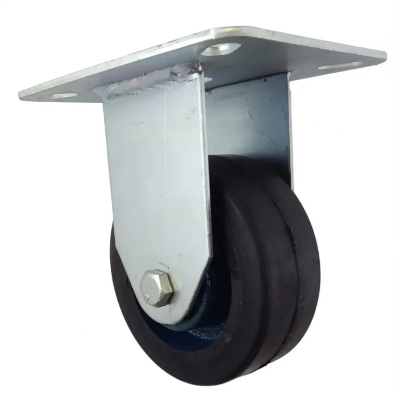 Rodizio Fixo de Placa 414 Roda (10cm) de Ferro Revestida em Borracha com Rolamento de Esferas - RFP414RBE15