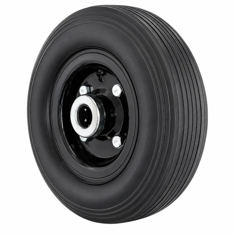 Roda Chapa Preta Estampada 250X4 (21cm) Pneu de Borracha Maciça Rolete 7/8 - CP250X4MR78