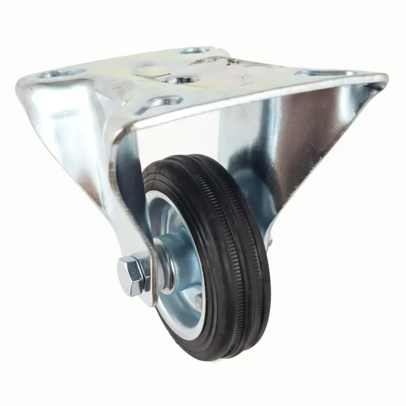 Rodizio Fixo de Placa 312 Roda de Chapa Pneu em Borracha (7,5cm) Rolete 12mm - RFP312CZR12_AJ