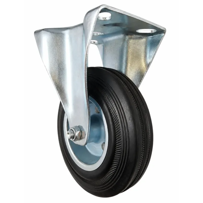 Rodizio Fixo de Placa 512 Roda de Chapa Pneu em Borracha (12,5cm) Rolete 15mm - RFP512CZR15_AJ
