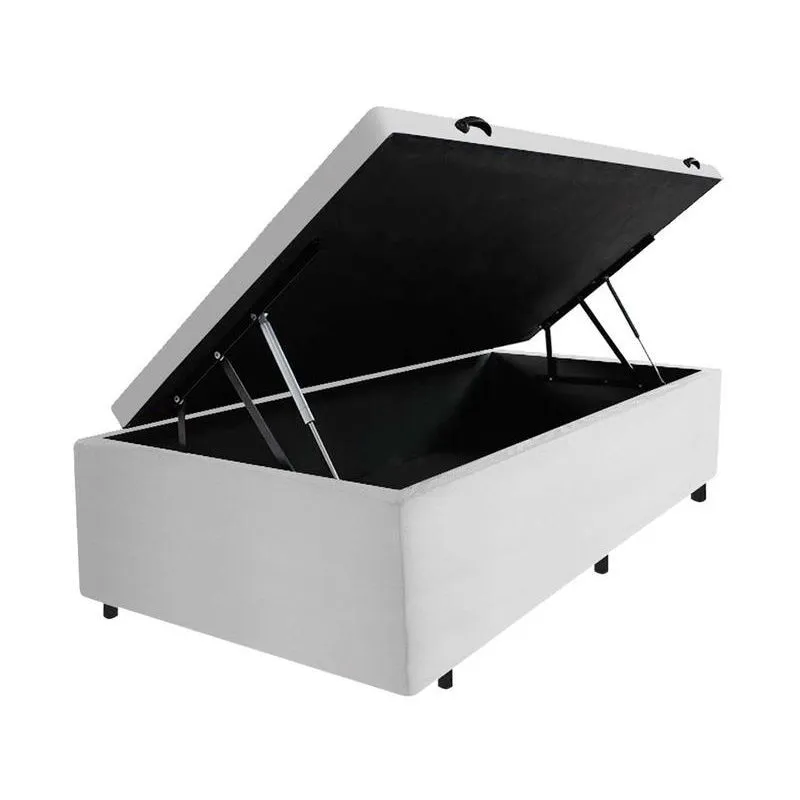Base Cama Box com Baú Solteiro V-Joy Bravus Madeira Sintético Branco