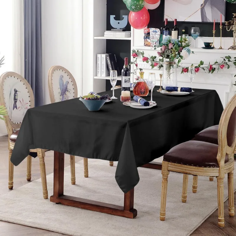 Toalha De Mesa Retangular 2,00X1,50 Vison Preto 6 Lugares