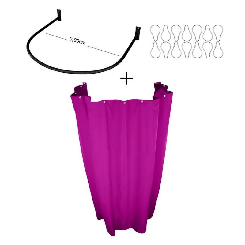 Kit Provador Cortina Pink E Arco 70x70 Para Loja De Roupas