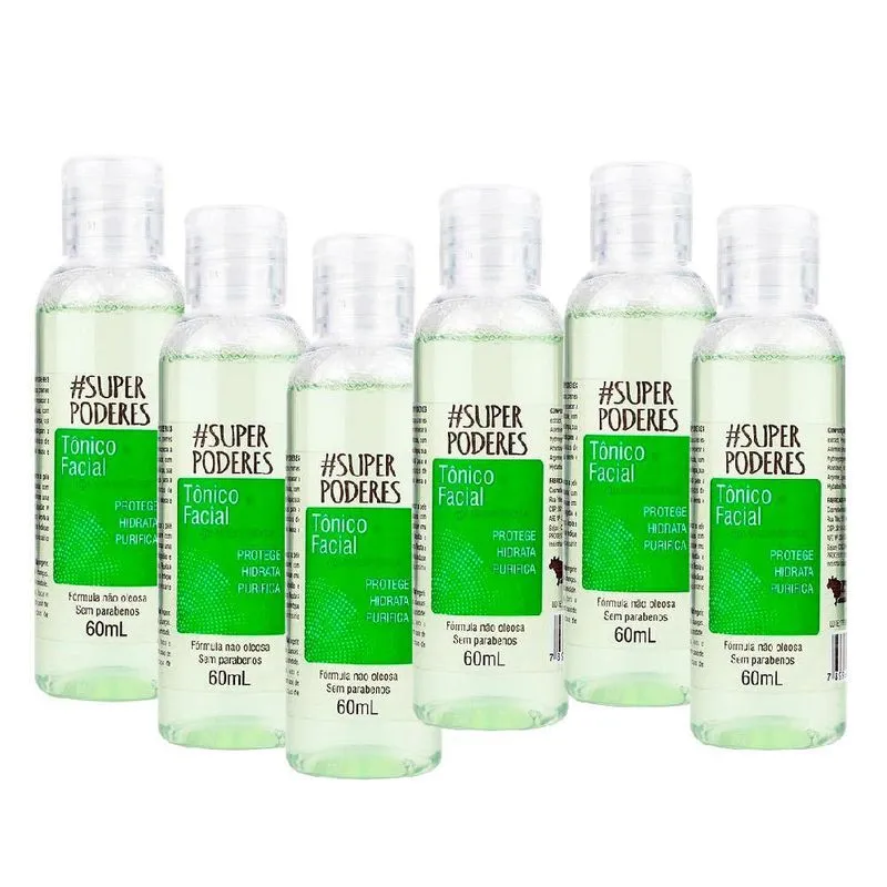 Kit 6 Un Atacado Tônico Facial Super Poderes 60ml Tfsp01