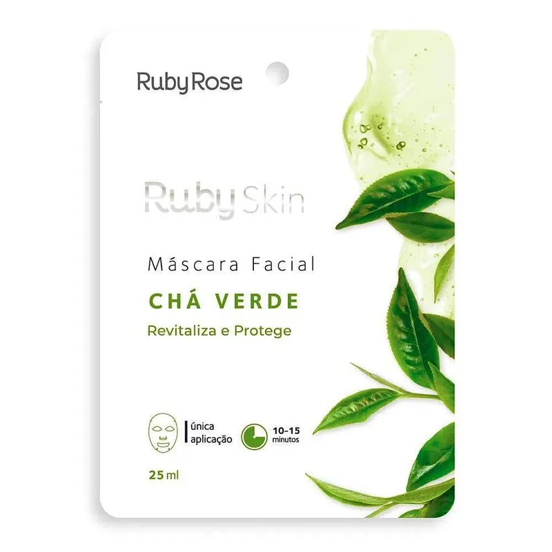 Kit 6 Un Máscara Facial Tecido Chá Verde Skin Rubyrose Hb704