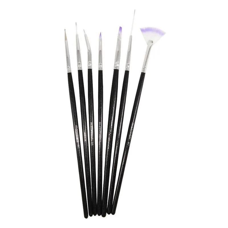 Kit 5un Conjuntos De Pinceis Para Unhas Macrilan Com 7un