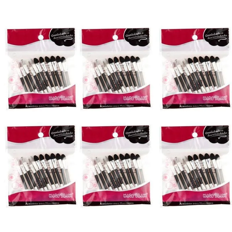 Kit 6 Duo Pincel Aplicador Sombra E Batom Macrilan Ej1-9