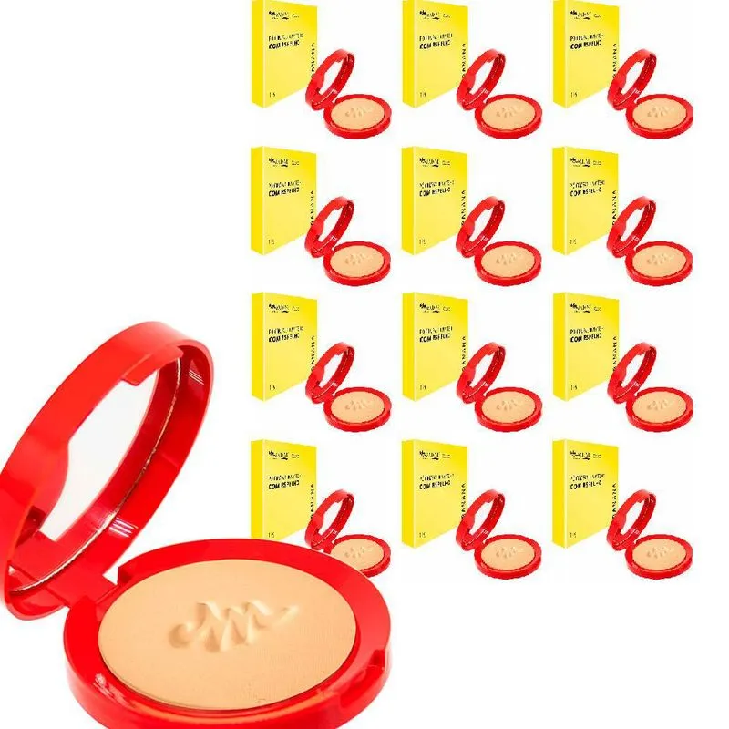Kit 12un Pó Compacto Matte Hd Banana Com Espelho - Max Love