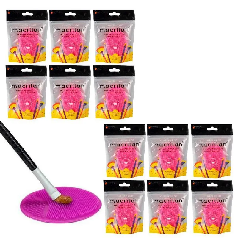 Kit 12 Esponja Silicone Limpeza De Pincéis Macrilan Cp01