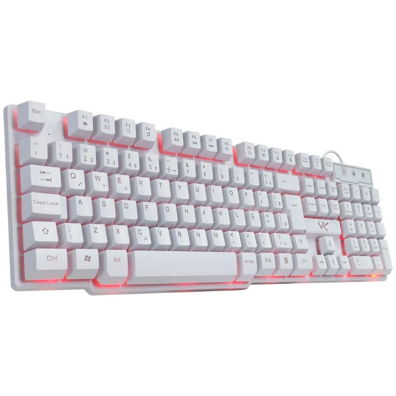 Teclado Gamer Hydra Branco ABNT2 LED Vermelho Vinik