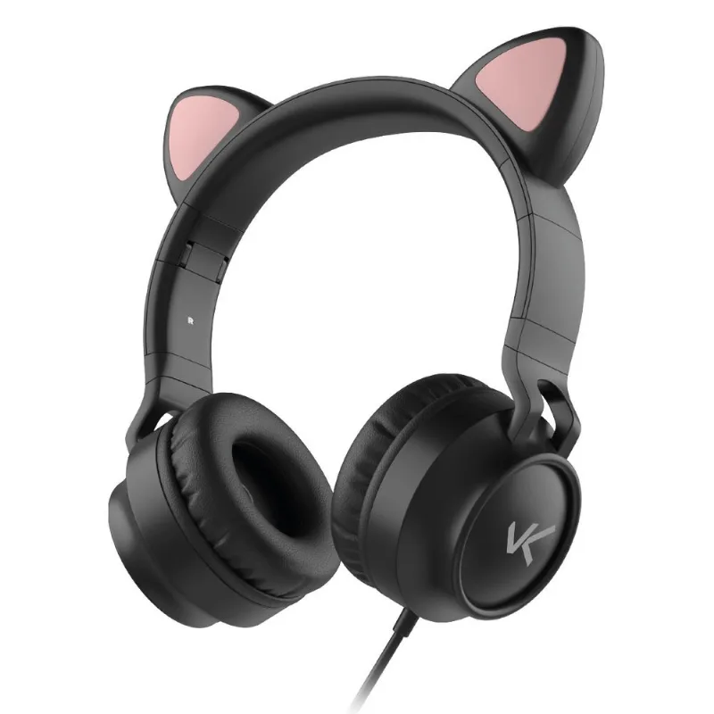 Fone Headset Kitty Ear Preto KE100P com Microfone P2 P3 Vinik